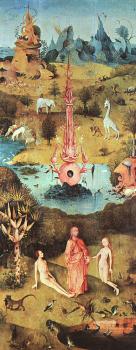 Hieronymus Bosch : Paradise (The Garden of Eden), inner-left wing of the triptych The Garden of Earthly Delights